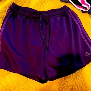 purple adidas shorts. 5 inch inseam